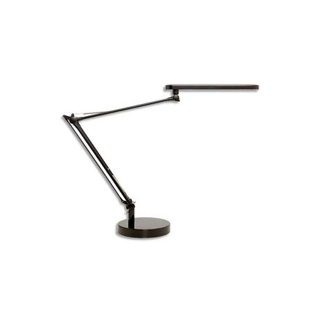UNILUX Lampes à Led Mamboled Noire en ABS et alu - Bras 2 x 32 cm, Tête 28,5 x 4,5 cm Socle D16 x H2,5 cm