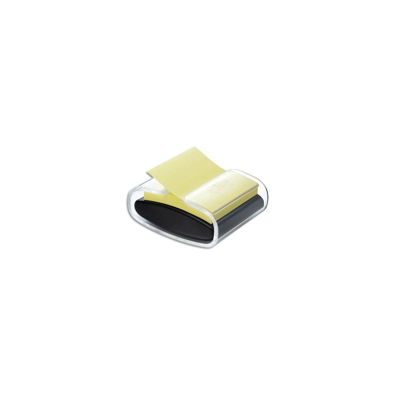 POST-IT Dévidoir Z-notes Pro Noir rechargeable + 1 bloc Z-notes Super Sticky Jaune 76 x 76 mm