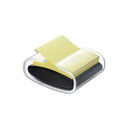 POST-IT Dévidoir Z-notes Pro Noir rechargeable + 1 bloc Z-notes Super Sticky Jaune 76 x 76 mm