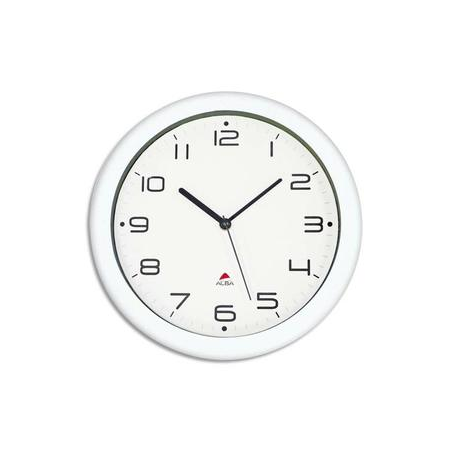 ALBA Horloge murale Hornew sielncieuse mouvement quartz à pile 1AA non fournie - D30 cm, P4,08 cm Blanc