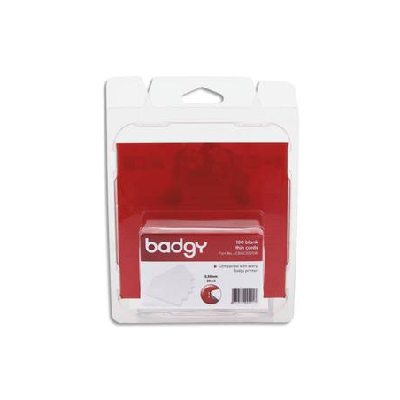 EVOLIS Badgy Lot 100 de cartes PVC fines (20mil - 0,50mm) CBGC0020W
