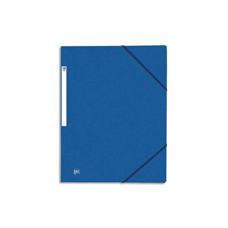 OXFORD Chemises 3 rabats à élastiques TOP FILE en carte lustrée 5/10e,390g. Format A4. Coloris Bleu