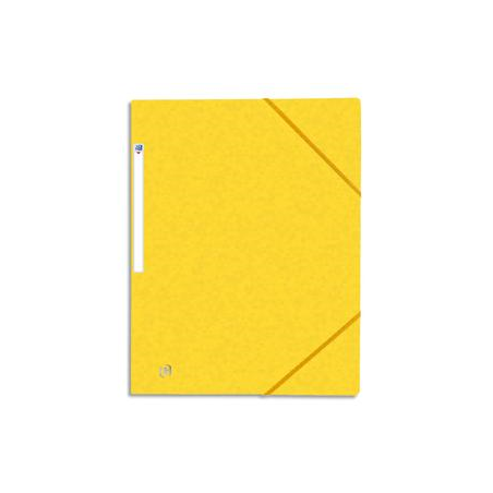 OXFORD Chemises 3 rabats à élastiques TOP FILE en carte lustrée 5/10e,390g. Format A4. Coloris Jaune