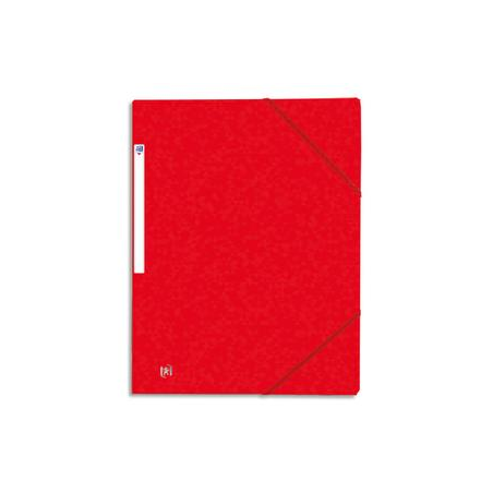 OXFORD Chemises 3 rabats à élastiques TOP FILE en carte lustrée 5/10e,390g. Format A4. Coloris rouge
