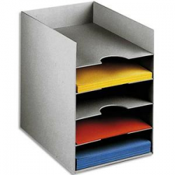 PAPERFLOW Bloc classeur 5 cases Gris pour format 24 x 32 cm - Dim. L25,8 x H31,8 x P32,5 cm
