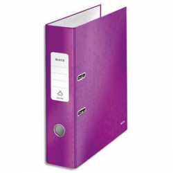 LEITZ Classeur à levier 180° WOW en carton pelliculé, dos 8 cm, coloris Violet