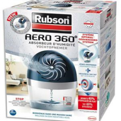 RUBSON Absorbeur d'humidité Aero 360 degré 20 m² + une recharge Tab - Dim. : L18,9 x H24,1 x P11,8 cm