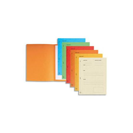 EXACOMPTA Paquet de 25 dossiers de plaidoirie pré-imprimés, en carte 265g. Coloris assortis.