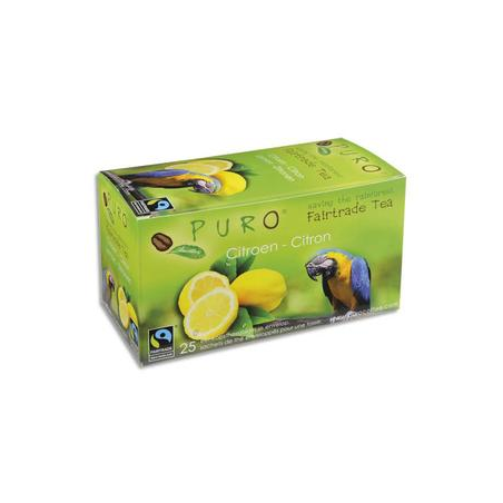 PURO Boîte de 25 sachets de thé Citron enveloppés 2g Fairtrade Tea