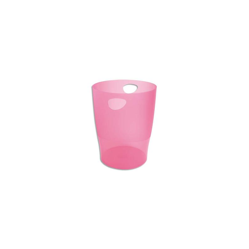 EXACOMPTA Corbeille à papier ECO 15 L Rose translucide - Diamètre 26 cm, hauteur 33,5 cm