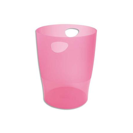 EXACOMPTA Corbeille à papier ECO 15 L Rose translucide - Diamètre 26 cm, hauteur 33,5 cm