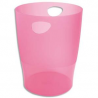 EXACOMPTA Corbeille à papier ECO 15 L Rose translucide - Diamètre 26 cm, hauteur 33,5 cm