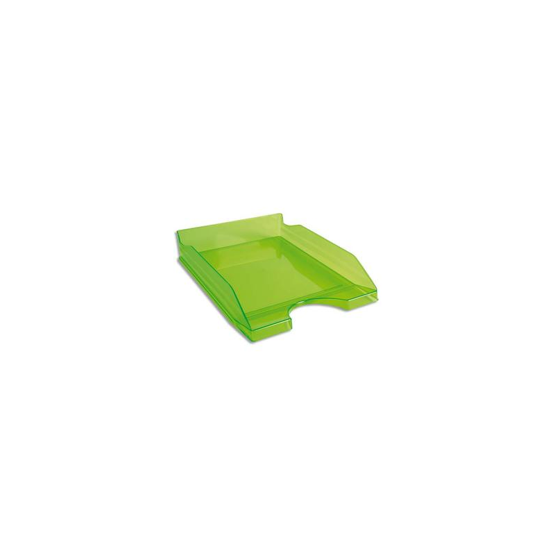 Corbeille à courrier ECO en polystyrène, Vert translucide - Dimensions : L25,5 x H6,5 x P34,5 cm