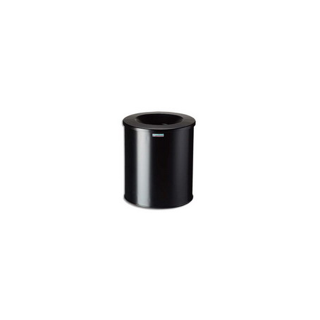 DURABLE Corbeille à papier métal avec étouffoir 30 litres noir Diam 31,5 x H 49,2 cm