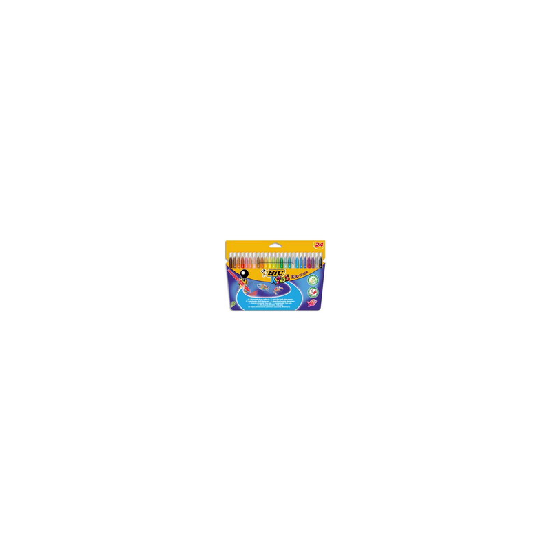 BIC Pochette de 24 feutres de coloriage KID COULEUR. Pointe moyenne. Coloris assortis
