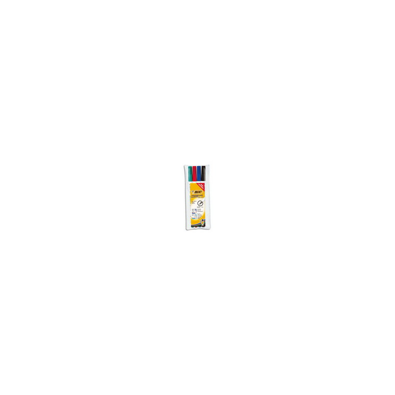 BIC Pochette de 4 Feutres effaçables à sec pointe fine encre alcool 4 couleurs VELLEDA 1721