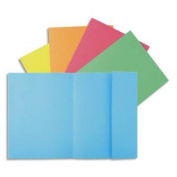 EXACOMPTA Paquet 100 chemises 1 rabat carte 160g SUPER 180. Coloris assortis Bleu/bulle/Jaune/Rose/vert