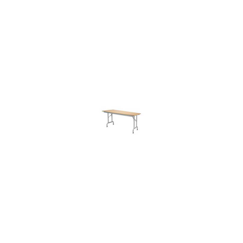 Table pliante Rico, plateau mélaminé Hêtre naturel et structure aluminium - Dim. L140 x P80 cm