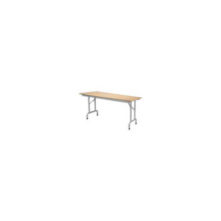Table pliante Rico, plateau mélaminé Hêtre naturel et structure aluminium - Dim. L140 x P80 cm