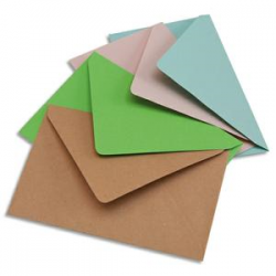 BONG Paquet de 200 enveloppes élection 75g format 9x14cm. Coloris assortis Bleu/bulle/Rose/vert