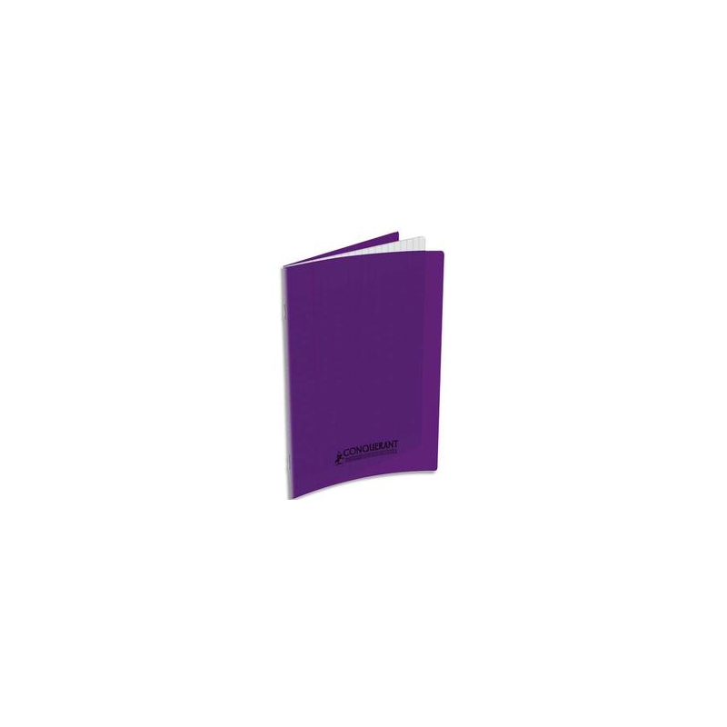 CONQUERANT C9 Cahier piqûre 17x22cm 32 pages 90g grands carreaux Séyès. Couverture polypropylène Violet