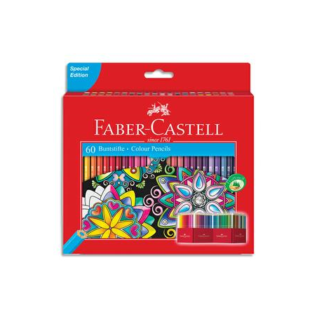 FABER CASTELL Etui Boîte château de 60 crayons de couleur