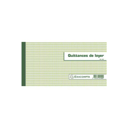 EXACOMPTA Carnet à souche Quittances de loyer 13,5x18,5cm - 50 feuillets - Format horizontal