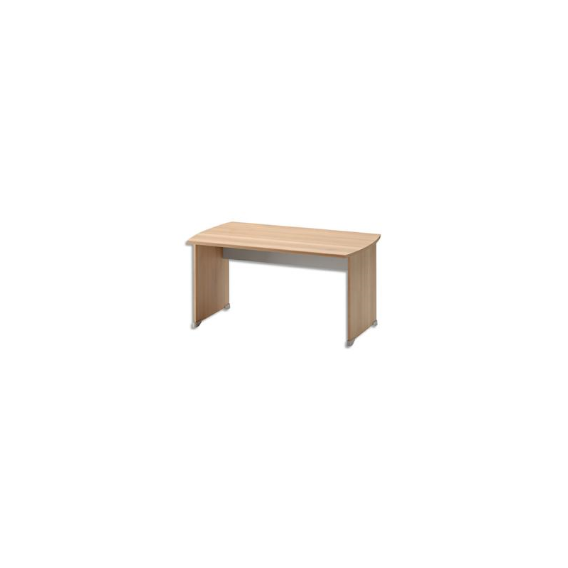 GAUTIER OFFICE Table bureau L160 cm avec voile de fond Jazz Hêtre Gris clair - Dim. : L160 x H74 x P80 cm