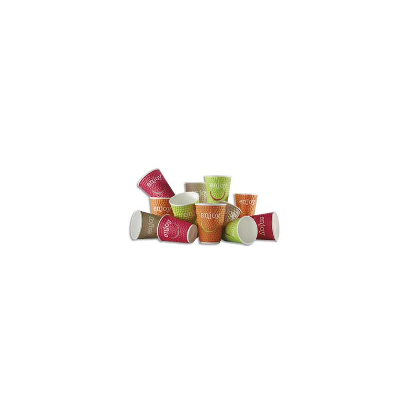 HUHTAMAKI Sachet de 30 gobelets DW9 Enjoy 20cl 4 coloris boissons chaudes en carton - H8,8 cm, Diam. 8 cm