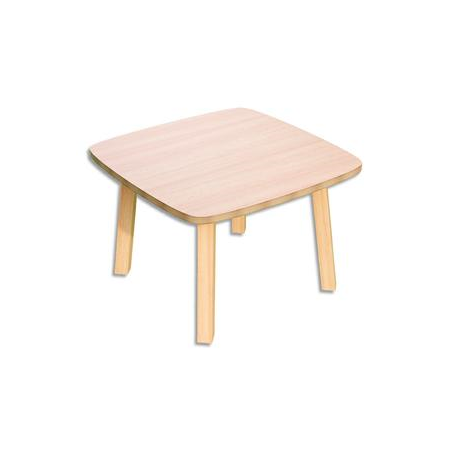 PAPERFLOW Table basse Woody en MDF replaqué hêtre, plateau 60 x 60 cm, piètement en bois massif