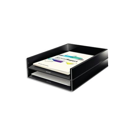 LEITZ Corbeille à courrier Dual Noire anthracite métallisé - Dimensions : L26,7 x H4,9 x P33,6 cm