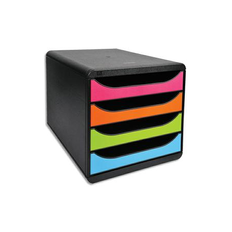 EXACOMPTA Module de classement Big-Box Noir Arlequin 4 tiroirs, en PS format A4+ L27,8 x H26,7 x P34,7 cm