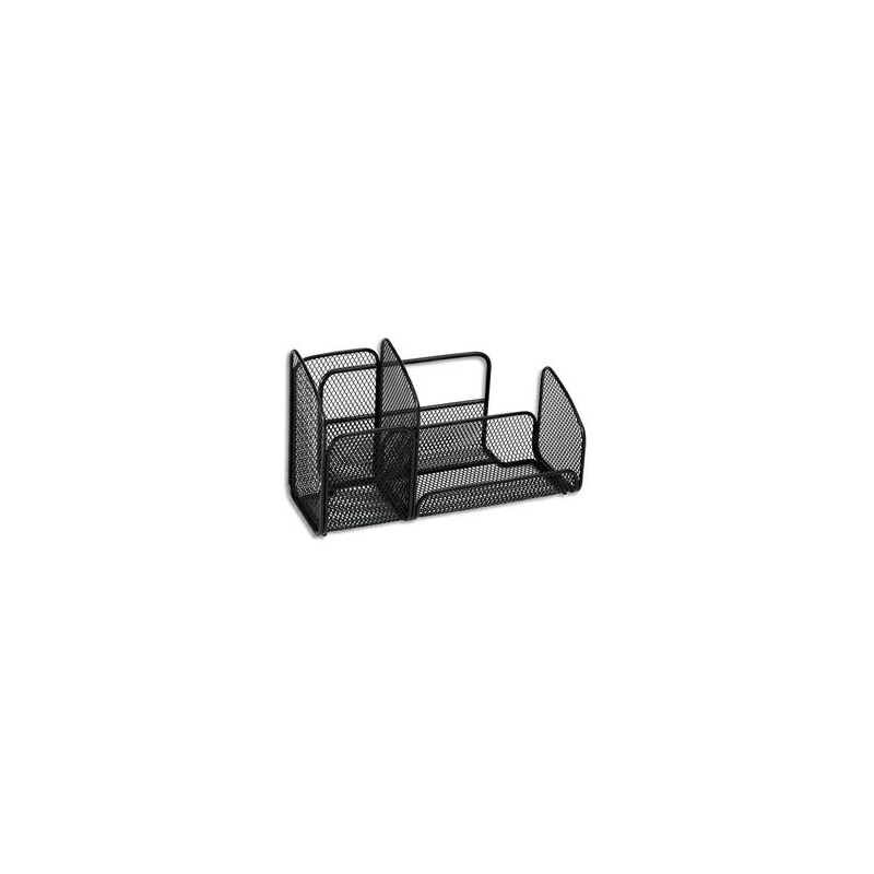 ALBA Trieur Mesh Noir en métal, 3 compartiments - Dimensions : L21 x H12,5 x P10 cm