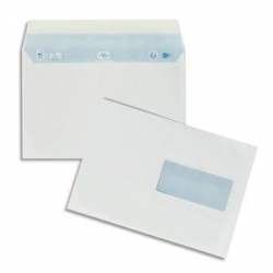 OXFORD Boîte de 200 enveloppes blanches auto-adhésives 90g format 162X229mm C5 fenêtre 45x100mm