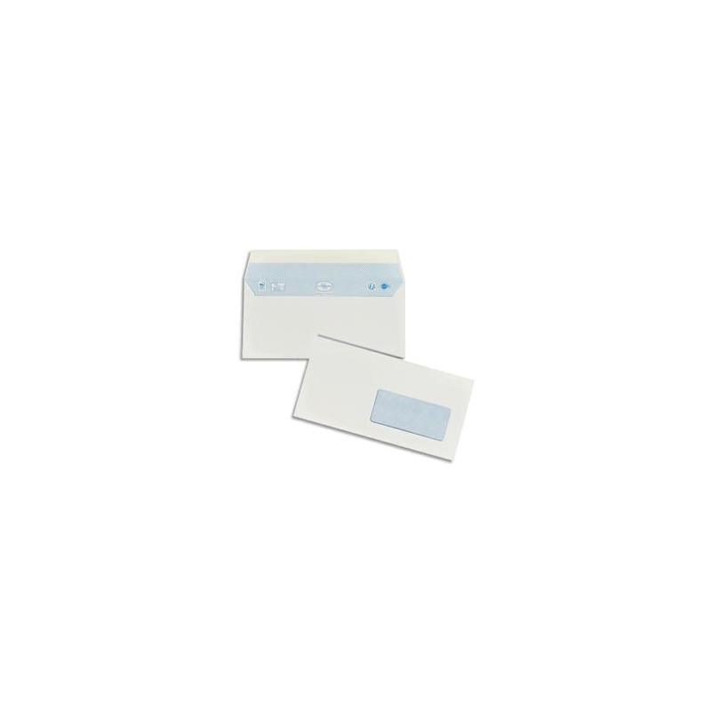 OXFORD Boîte de 200 enveloppes blanches auto-adhésives 90g format 110x220mm DL fenêtre 45x100mm
