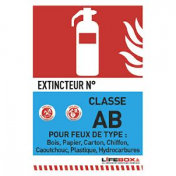 LIFEBOX Panneau de signalisation classe feu AB présence d'extincteur à eau pulvérisée