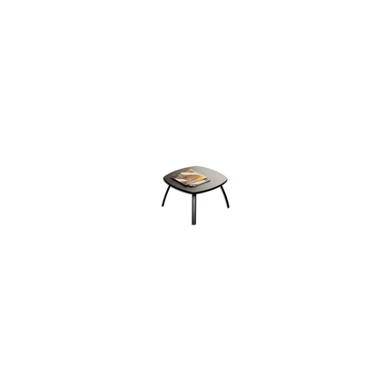 Table basse carrée Noire en bois, plateau Gris anthracite et piètement époxy aluminium