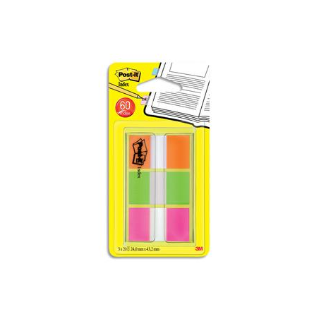 POST-IT Marque-pages standard 3x20 Rouge, Orange, Jaune