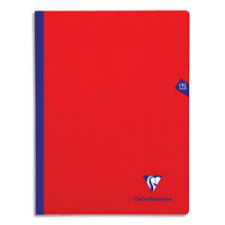 CLAIREFONTAINE Cahier MIMESYS brochure cousue 192 pages Séyès 24x32. Couverture polypropylène Rouge