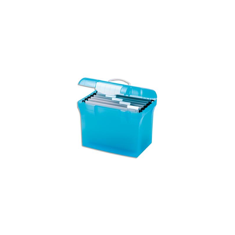 OXFORD Valise classement CLASS N Go, en polypro Bleu translucide cadenassable. Livré avec 5 dossiers