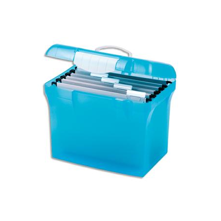 OXFORD Valise classement CLASS N Go, en polypro Bleu translucide cadenassable. Livré avec 5 dossiers