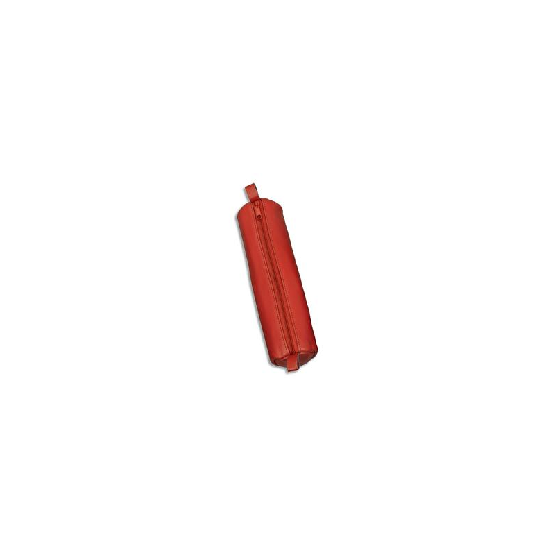 JUSCHA Trousse ronde en cuir 21x6cm. Coloris Rouge