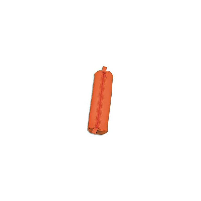 JUSCHA Trousse ronde en cuir 21x6cm. Coloris Orange