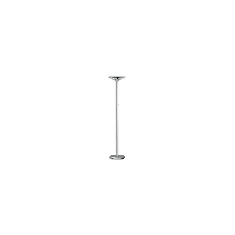 UNILUX Lampadaire à Leds Variaglass Gris métal avec vasque verre, H180 cm, Socle D34 cm, vasque D36xH6 cm