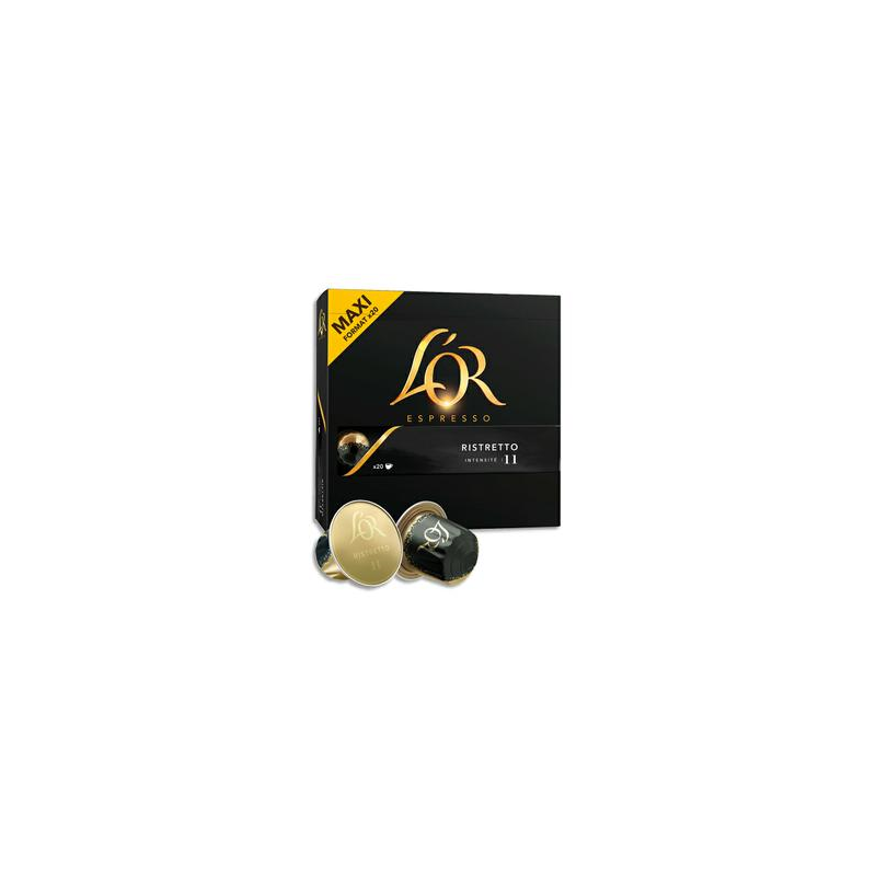 L’OR Boîte de 20 dosettes de 104g de café moulu Arabica Espresso Ristretto n°11