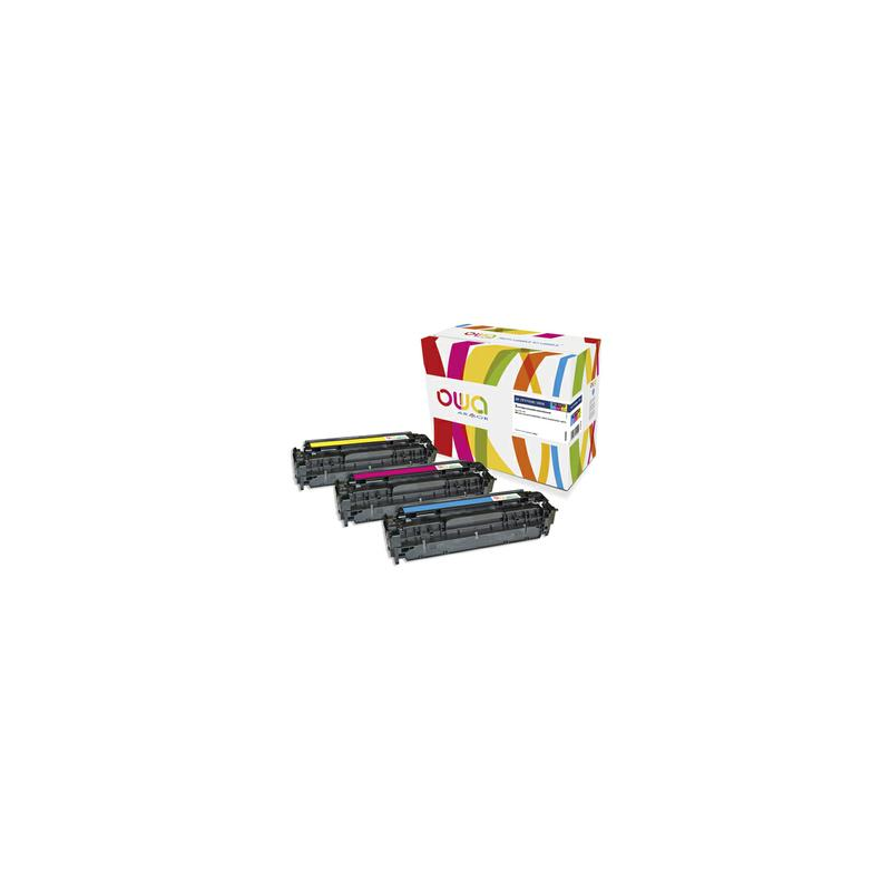 OWA Pack de 3 toners compatibles couleur HP CE411A/413A/412A (CF370AM) K35580OW