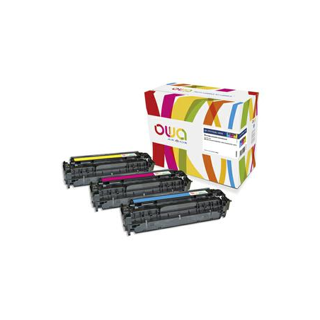 OWA Pack de 3 toners compatibles couleur HP CE411A/413A/412A (CF370AM) K35580OW