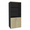 SIMMOB Bibliothèque 2 portes basses Steely Erable carbone en bois - Dimensions : L80 x H180 x P47 cm