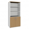 SIMMOB Bibliothèque 2 portes basses Steely Hêtre pieds Blancs en bois - Dimensions : L80 x H180 x P47 cm