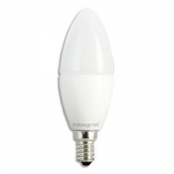 INTEGRAL Ampoule LED Candle Classic E14, 5,5 Watts équivalent 40 Watts, 2700 Kelvin 470 Lumen, opale